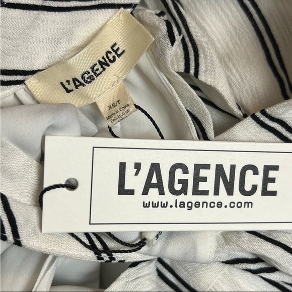 NWT L’AGENCE Striped Sleeveless Halter Neck Tie Waist Tiered Skirt Maxi Dress XS - Picture 5 of 5